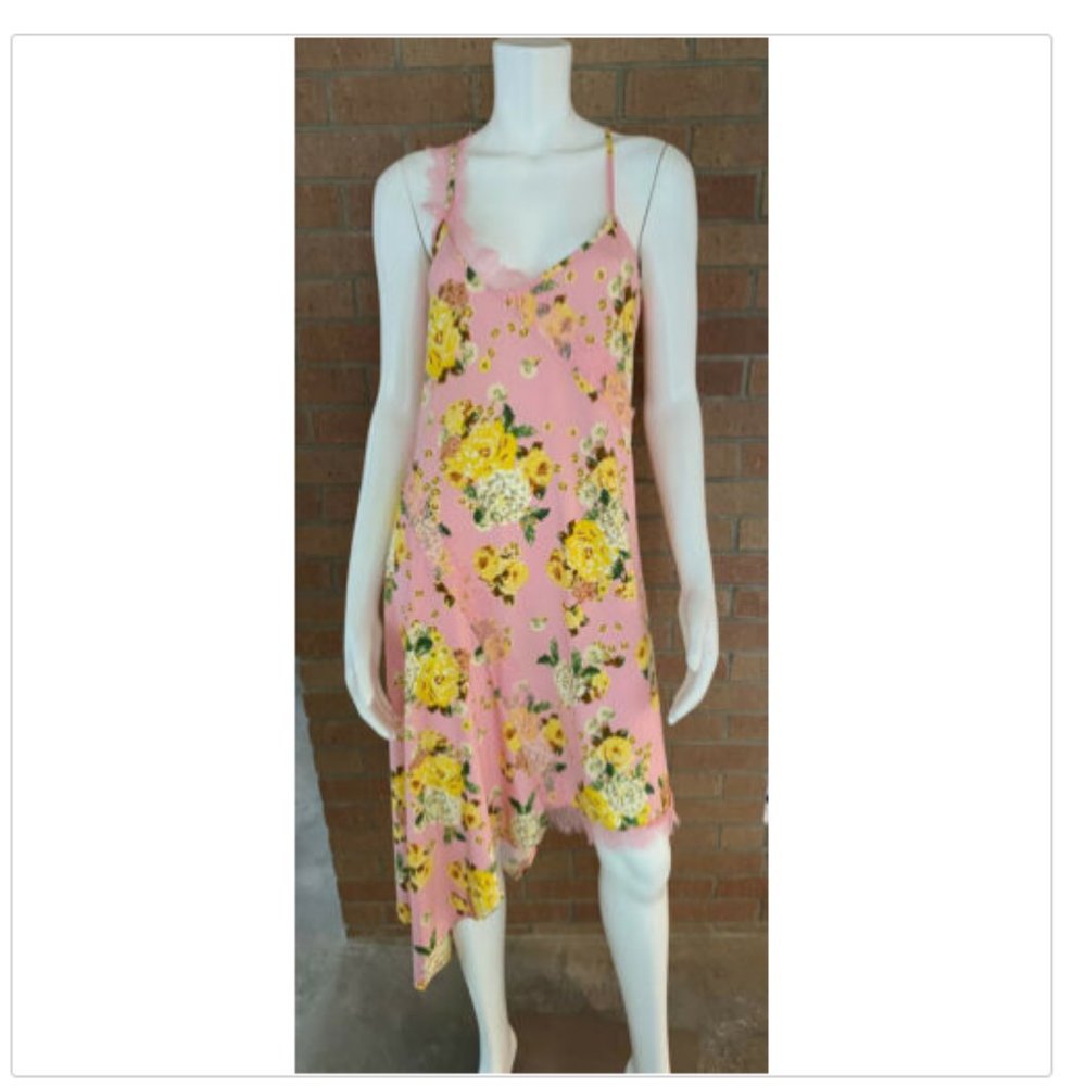 ASOS SLEEVELESS SLIP DRESS Floral LACE TRIM Pink